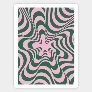 Abstract Groovy Retro Liquid Swirl Pink Green Pattern Sticker